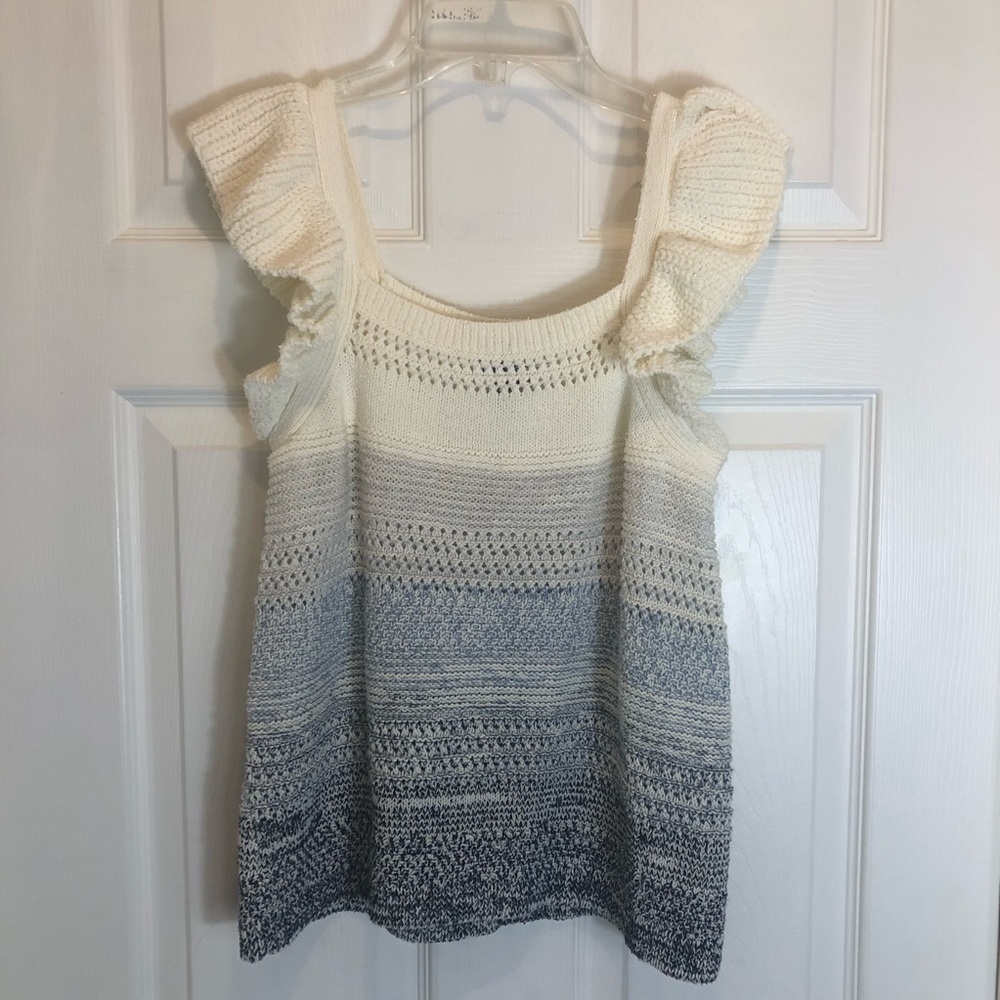Scoop Crochet Knit Ruffle Sleeve Top. Size Small (4-6)